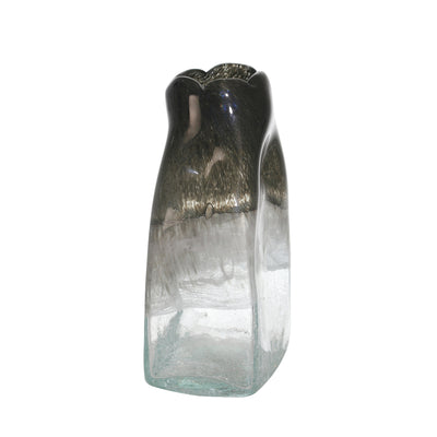 GLASS 10" BOTTLE VASE, SMOKE