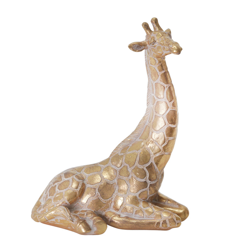 RESIN 10" SITTING GIRAFFE , GOLD