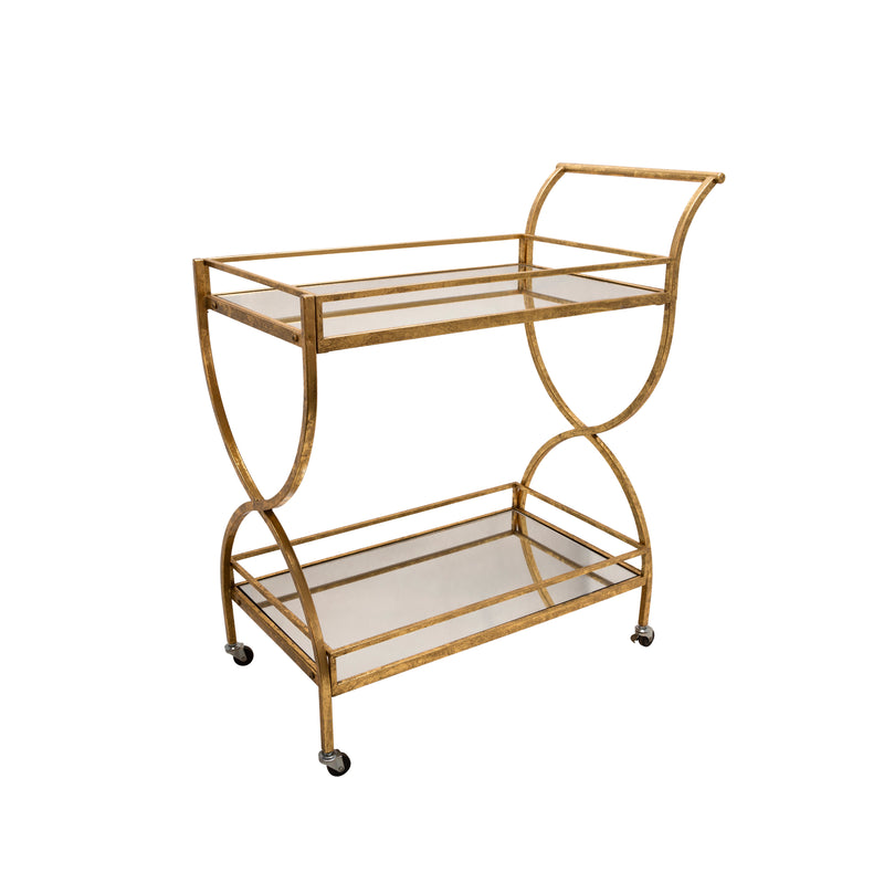 METAL 33" 2-TIER ROLLING BAR CART