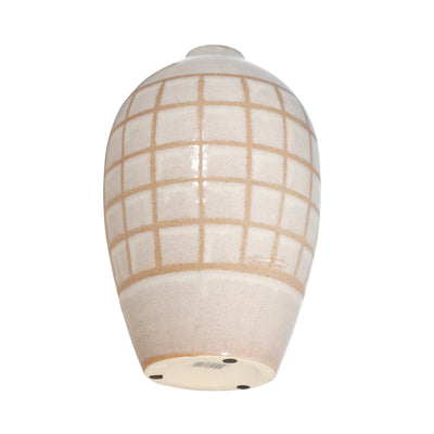 CERAMIC 14", PATTERNED VASE, BEIGE