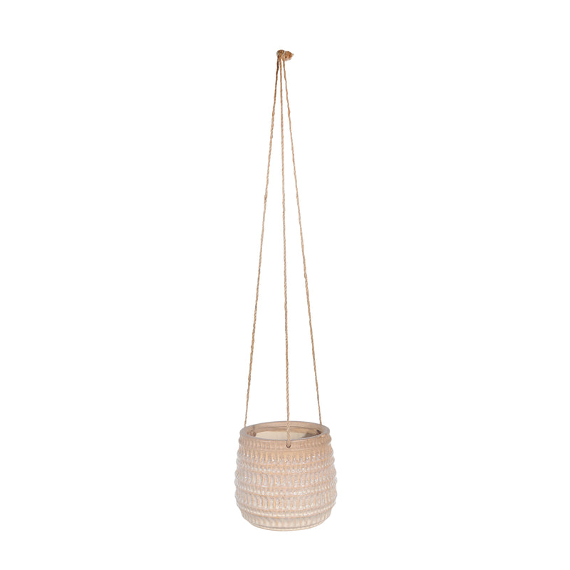 Ceramic 6" Dimpled Hanging Planter, Beige