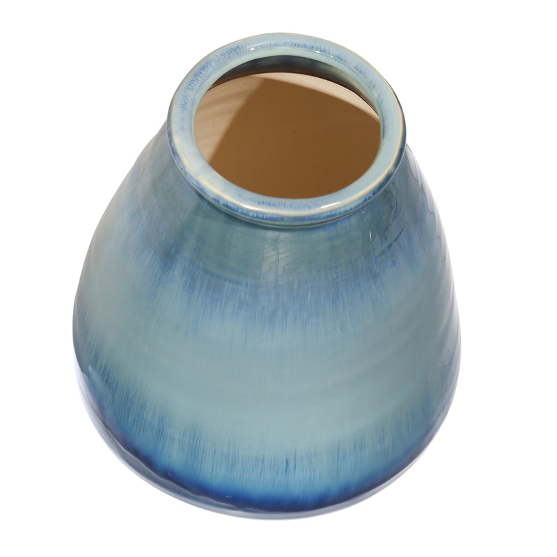 CERAMIC 11" VASE, REACTIVE BLUE