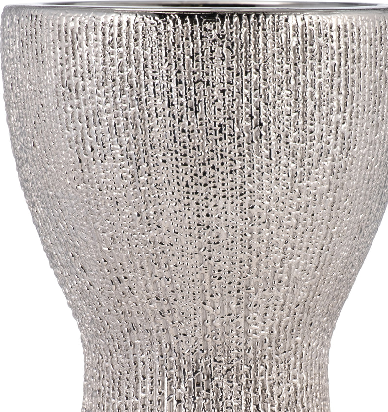 CERAMIC 16" BEAD CANDLE HOLDER,SILVER