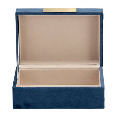 S/2 VELVETEEN JEWELRY BOX, NAVY / GOLD