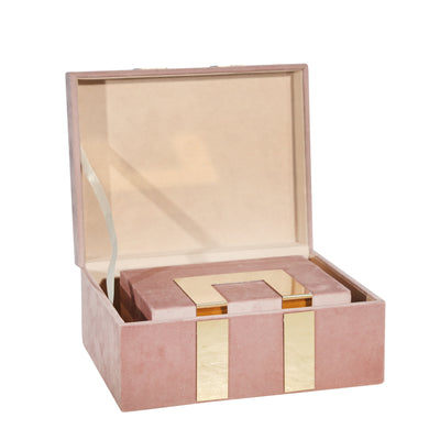 S/2 VELVETEEN JEWELRY BOX, BLUSH