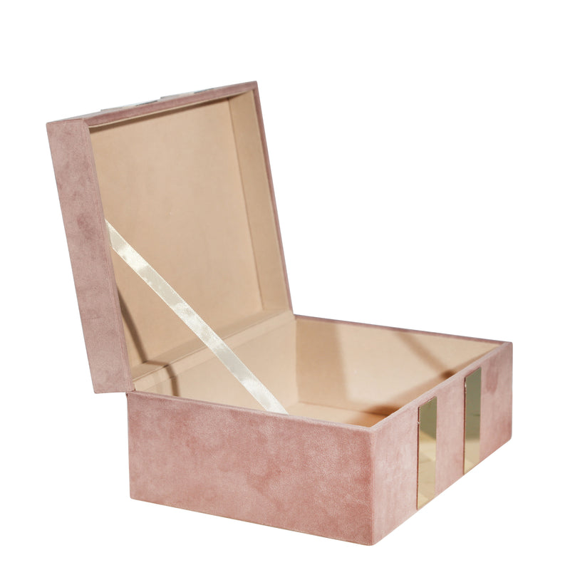 S/2 VELVETEEN JEWELRY BOX, BLUSH