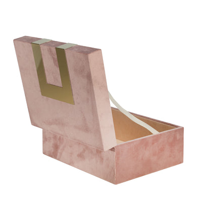 S/2 VELVETEEN JEWELRY BOX, BLUSH