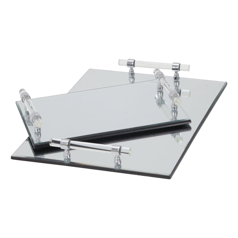 S/2 MIRRORED TRAYS