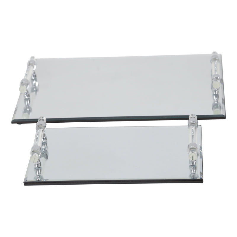 S/2 MIRRORED TRAYS