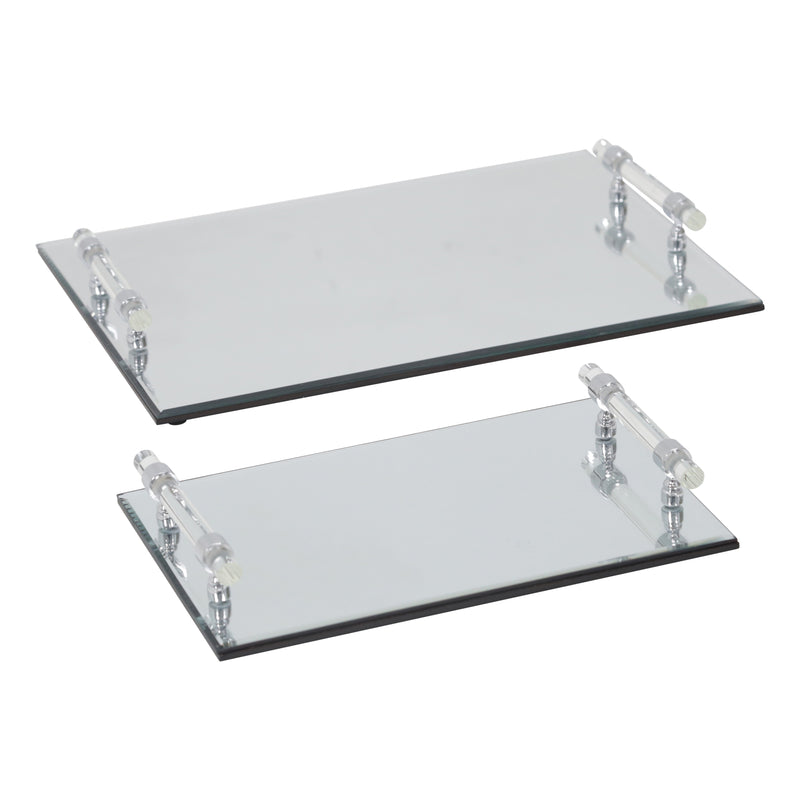 S/2 MIRRORED TRAYS