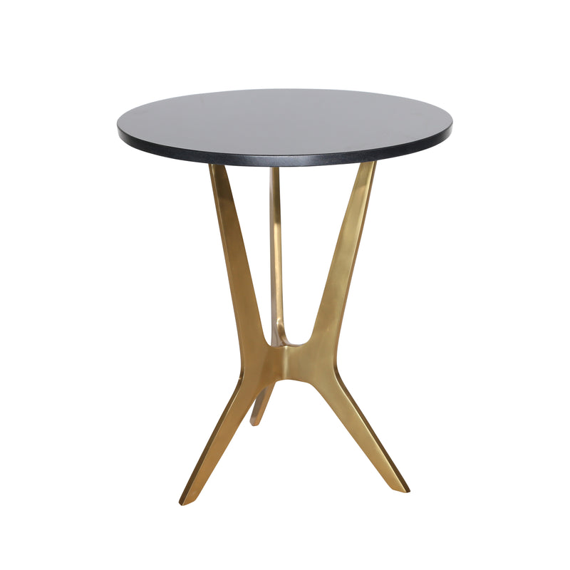 METAL 20" ACCENT TABLE W/ BLACK MARBL