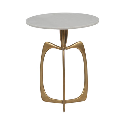 METAL 20" ACCENT TABLE W/WHITE MARBLE