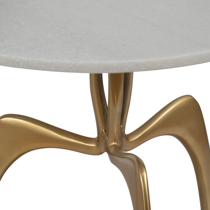 METAL 20" ACCENT TABLE W/WHITE MARBLE