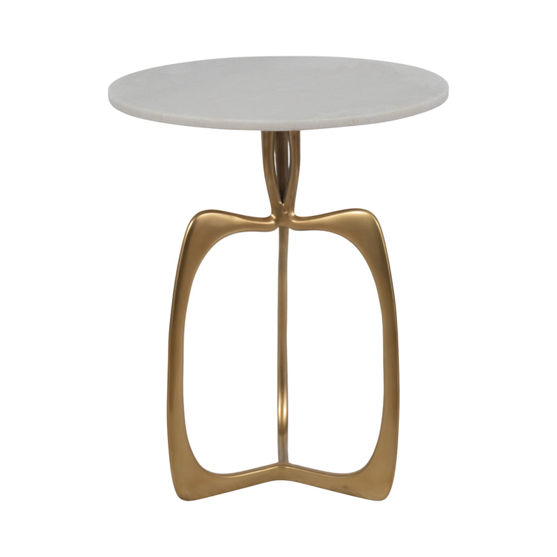 METAL 20" ACCENT TABLE W/WHITE MARBLE