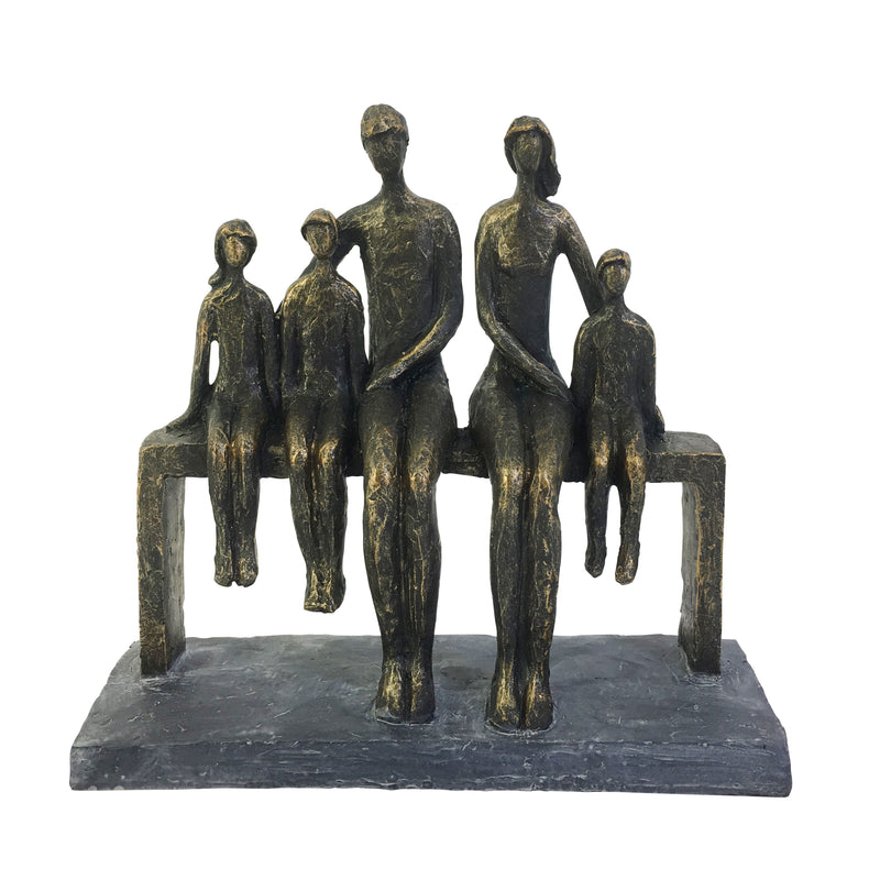 POLYRESIN 10" FAMILY SCULPTURE, BRONZE