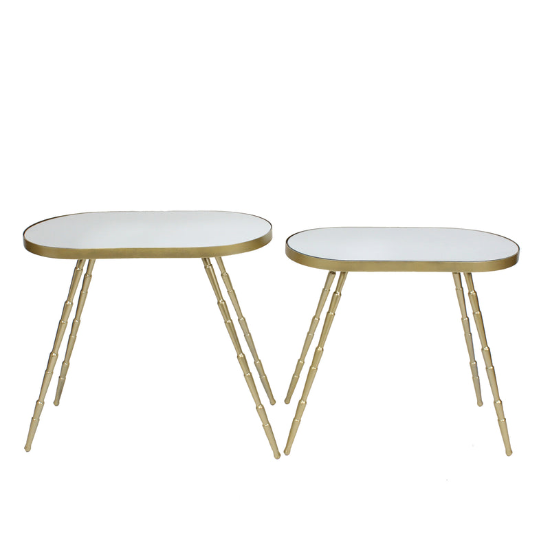 S/2 METAL/MIRROR 24/26" ACCENT TABLES, GOLD KD