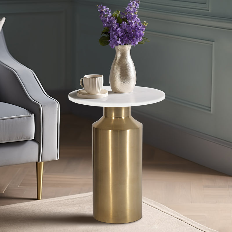 METAL, 22" MARBLE TOP SIDE TABLE, GOLD KD