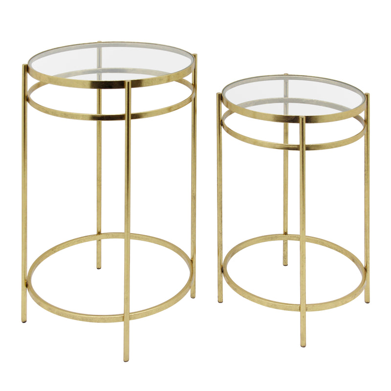 S/2 METAL ROUND ACCENT TABLES 26/22", G