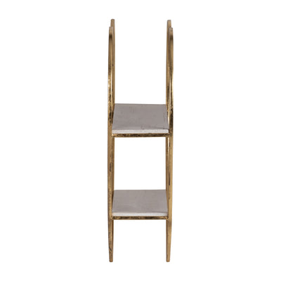 METAL/WOOD 2 TIER HEART WALL SHELF, WHITE/GOLD