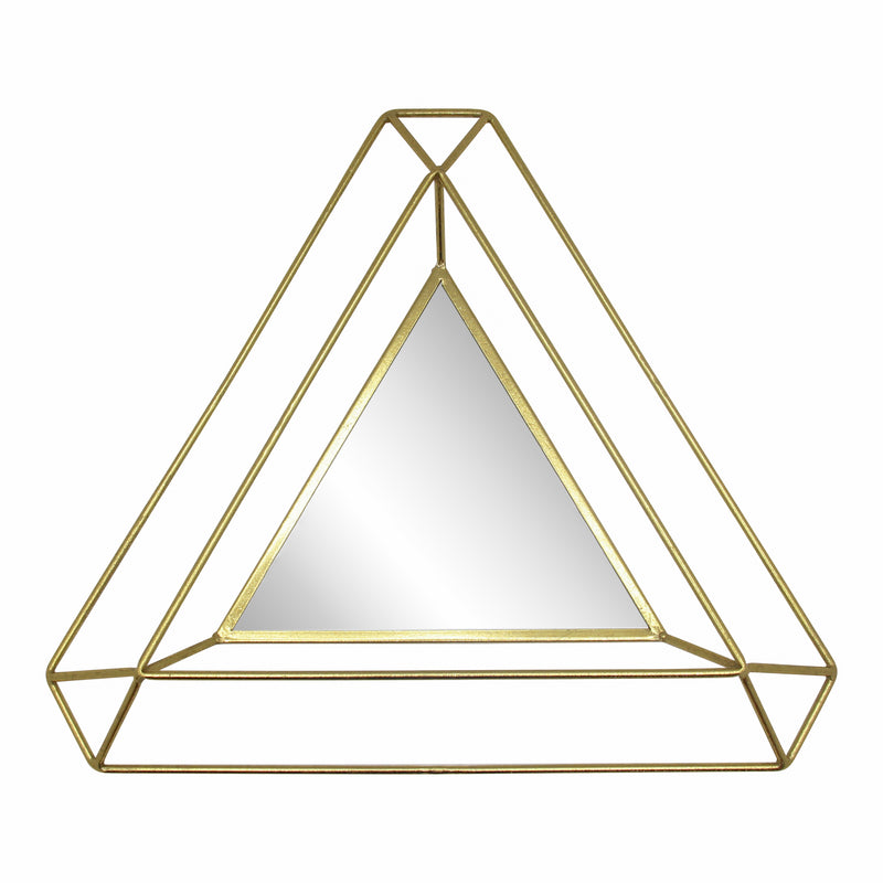 METAL 34" TRIANGLE MIRROR, GOLD