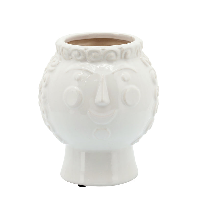 6" GRANDMA FACE PLANTER, WHITE