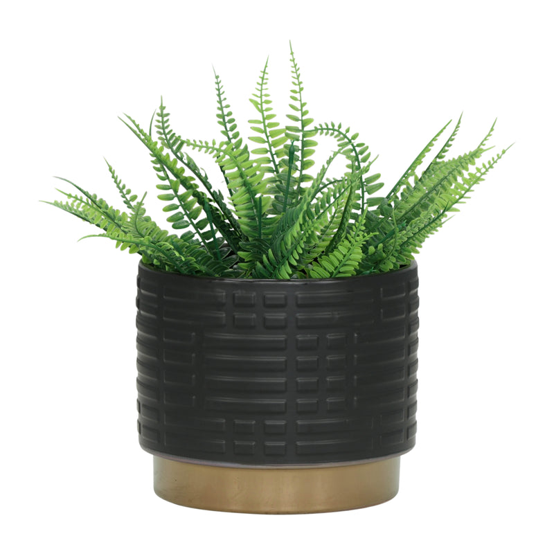 S/2 MAZE METALLIC PLANTERS  6/8", BLACK