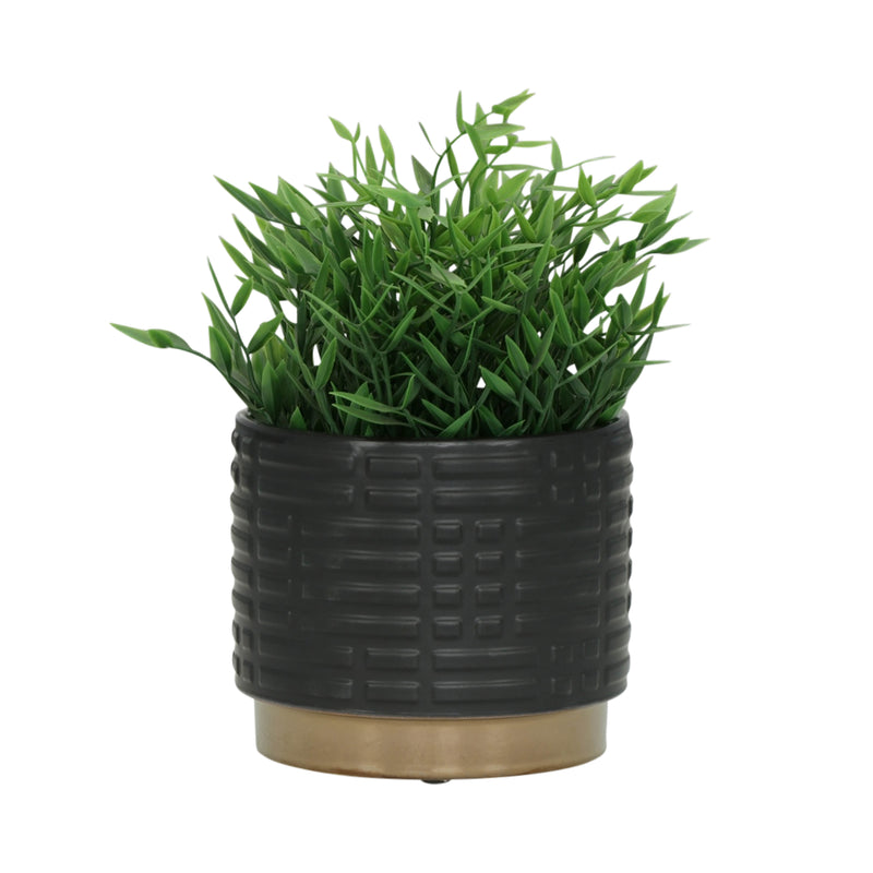 S/2 MAZE METALLIC PLANTERS  6/8", BLACK