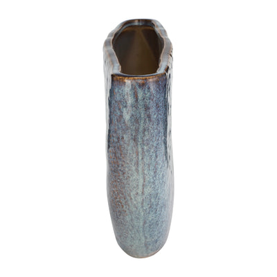 CERAMIC 10" VASE, BLUE