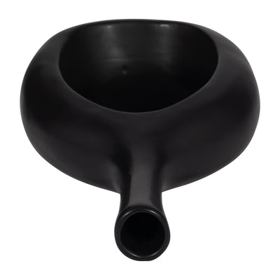 CER, 12" CURVED OPEN CUT OUT VASE, BLACK