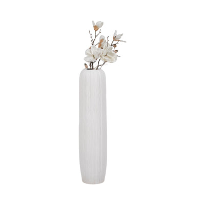 32" Rough Cylinder Floor Vase, White