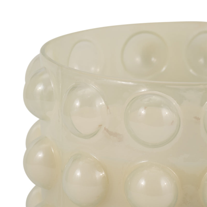 Glass, 9" 81 Oz Bubble Candle, Ivory