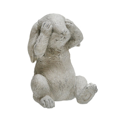 S/3 POLYRESIN NO HEAR/SPEAK/SEE BUNNIES, GRAY