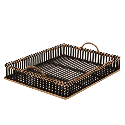 S/2 BAMBOO TRAYS 20/22", BLACK