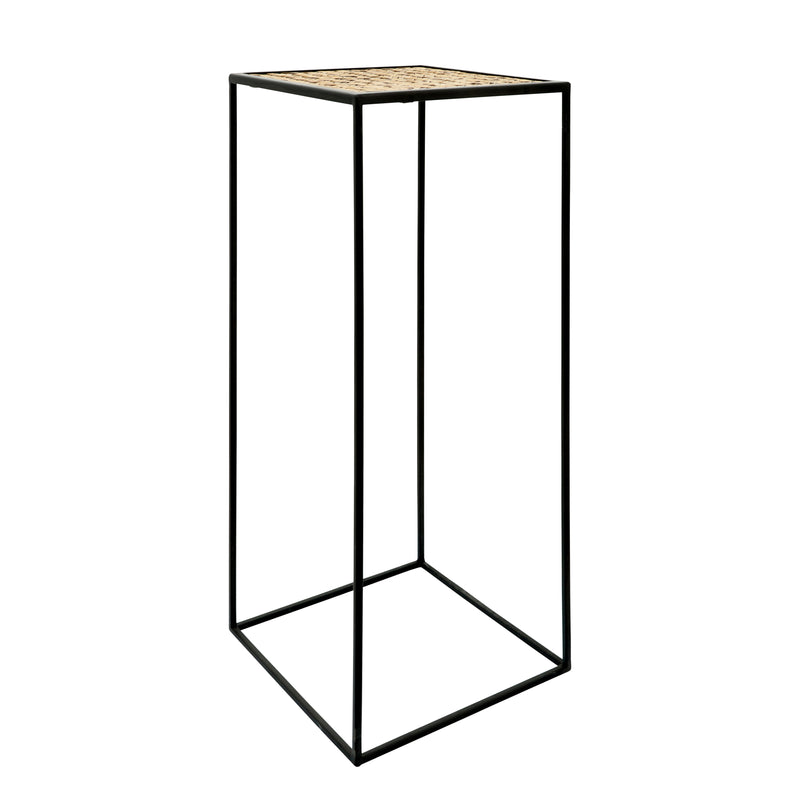 S/2 METAL/WOOD PLANTER STANDS 23/28", BLACK