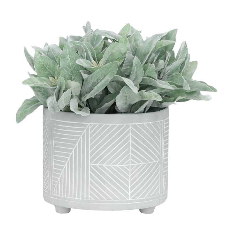 S/2 CERAMIC DIAMOND FOOTED PLANTER 10/12", GRAY