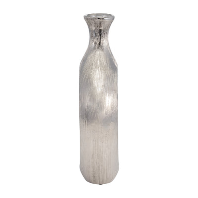 13" SCRATCHED OVAL VASE CUT-OUT, SILVER