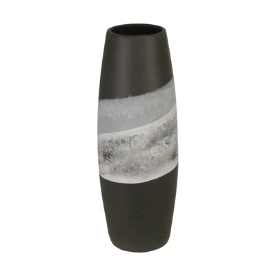 CERAMIC 14" PAINTED VASE, MATTE BLACK