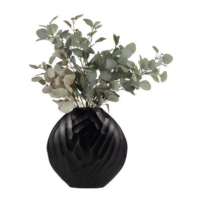 ALUMINUM 14"H HAMMERED VASE, MATT BLACK