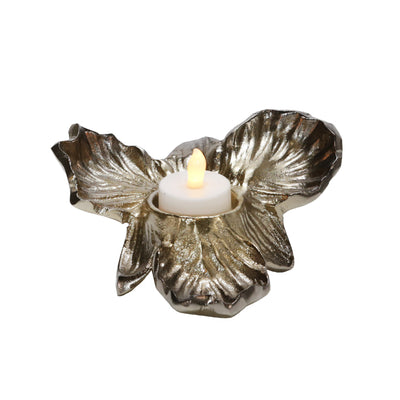 METAL 8" LOTUS TEALIGHT CANDLE HOLDER, GOLD