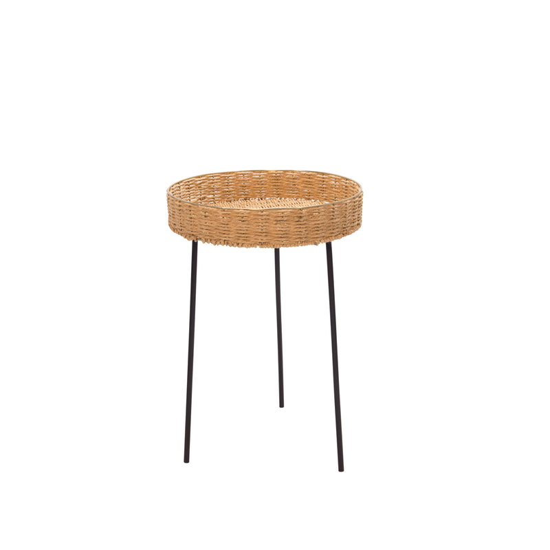 RATTAN 24"H ROUND ACCENT TABLE, BROWN