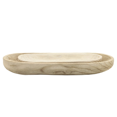 S/2 18/24" WOOD DECOR PLATES, NATURAL