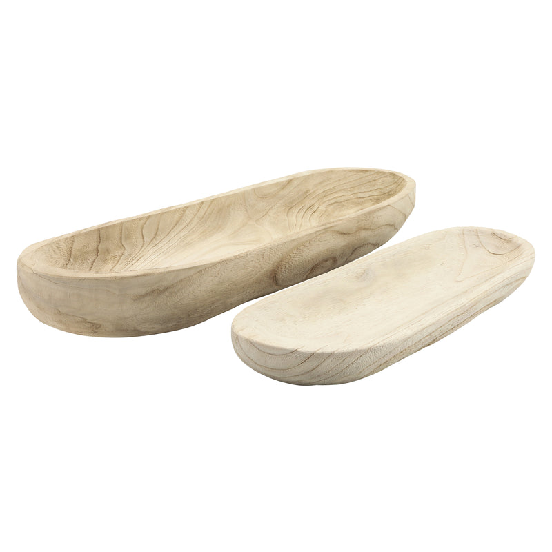 S/2 18/24" WOOD DECOR PLATES, NATURAL