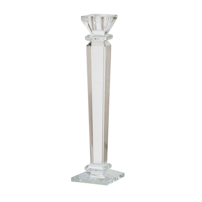 GLASS 11" CANDLE HOLDER, CLEAR