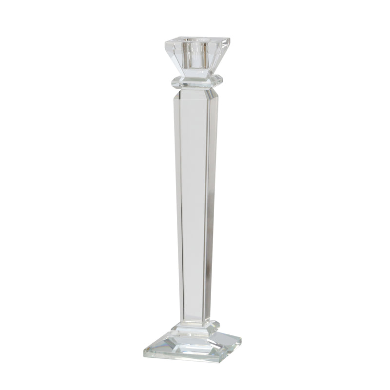 GLASS 11" CANDLE HOLDER, CLEAR