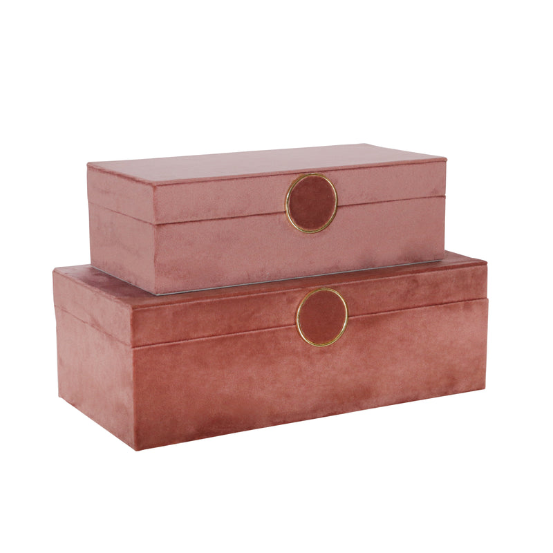 S/2 WOOD 10/12" VELVET JEWELRY BOX, BL