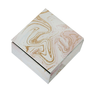 WOOD/GLASS 5" MARBLED BOX, PINK