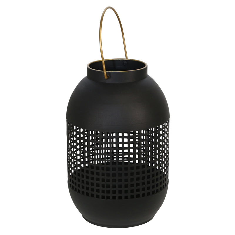 METAL 13" CAGE HURRICANE LANTERN, BLACK