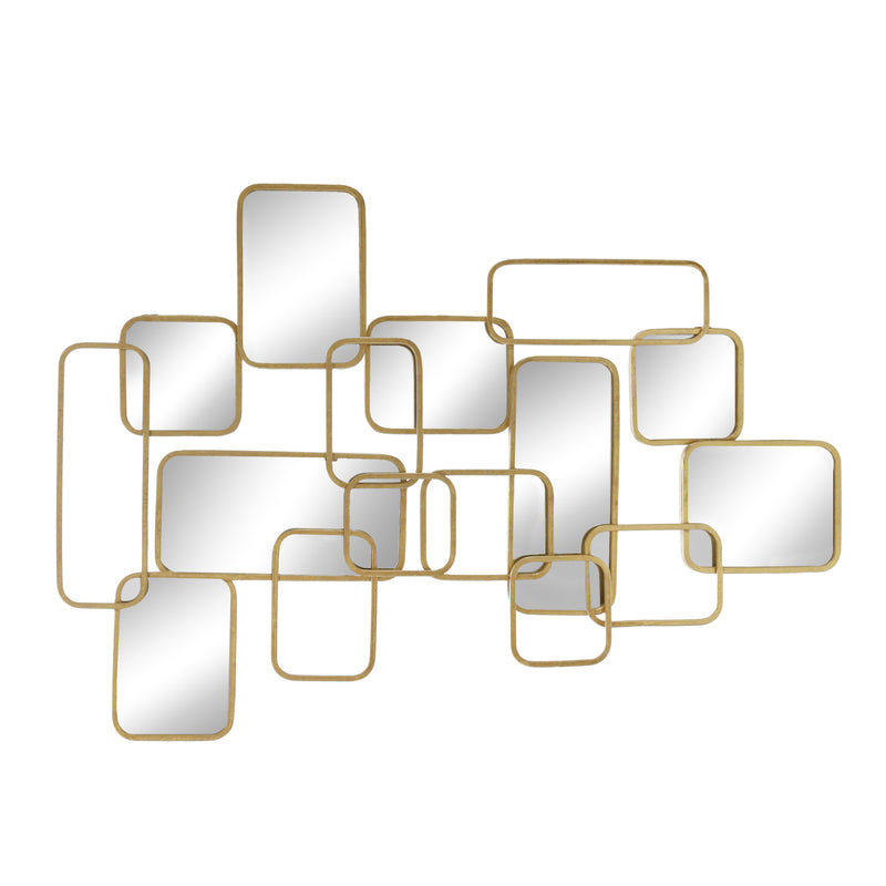 METAL 39" ABSTRACT MIRRORED WALL DECOR, GOLD
