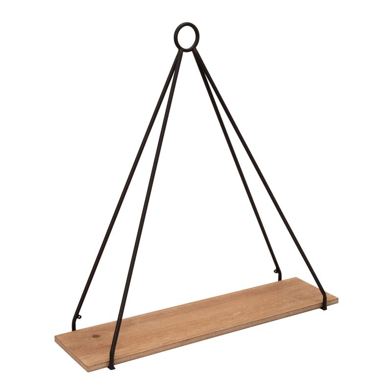 S/2 METAL/WOOD 20/24" TRIANGLE SHELF, BROWN/BLACK