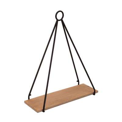 S/2 METAL/WOOD 20/24" TRIANGLE SHELF, BROWN/BLACK